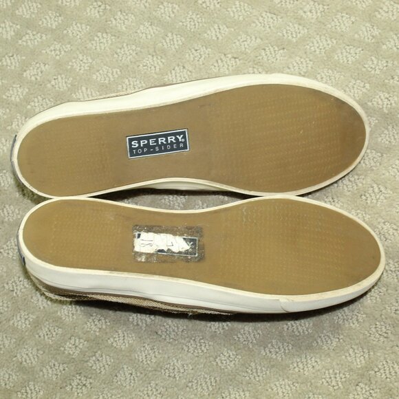 Sperry Women's 7.5M Gold Snakeskin Patterned Leather Upper Slip On Sneakers - Picture 6 of 6